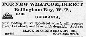 Ad for Bark Germania, Bellingham Bay