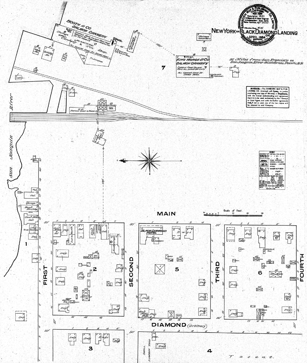 1884 Map of Black Diamond Landing, California