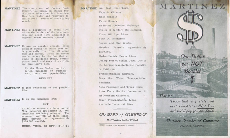 Cover of 1921 Martinez Brochure.