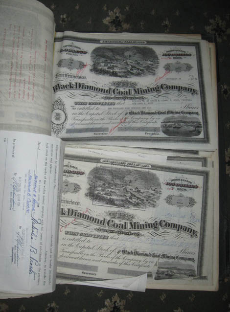Black Diamond Coal Mining Co., Contra Costa County, Stock Certificate Book