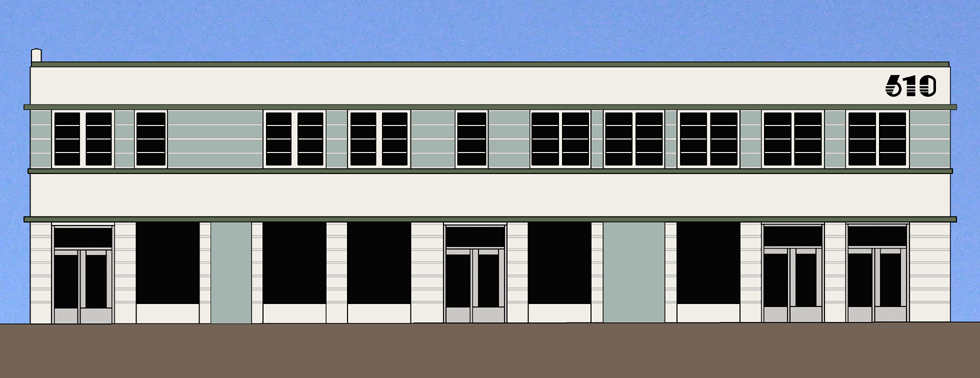 Final color scheme selected for Streamline Moderne Building at 610 Court Street, Martinez, CA.