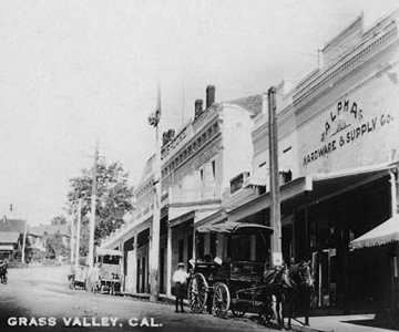 Early Postcard Downtown Grass Valley, CA showing the Alpha Building