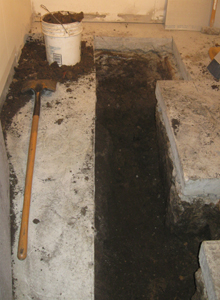 Sewer line trench at 610 Court Street