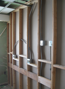 Lunch room wall under construction