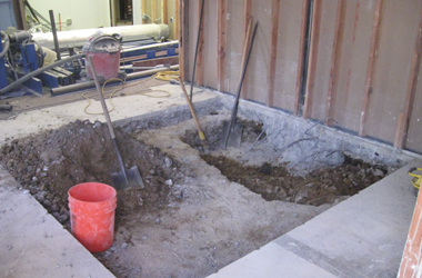 Ceiling removed for elevator