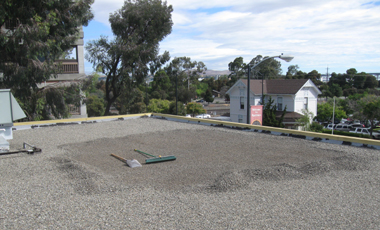 The roof is prepared for removal of the slab.