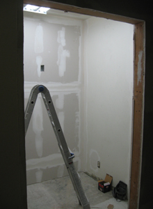 Elevator equipment room during construction.