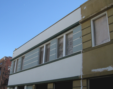 After a section of the exterior has been painted at 610 Court Street, Martinez, CA.