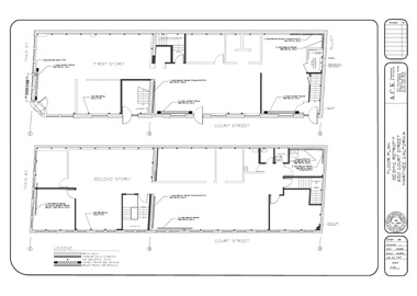 Draft blueprints for the earthquake retrofit project.