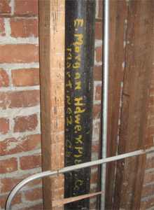 An old pipe from the E. Morgan Hardware & Plumbing Co. in Martinez, California.