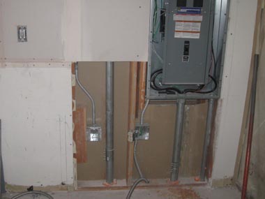 Conduits for electrical receptacles and phone wires that were added in the unfinished downstairs suites.