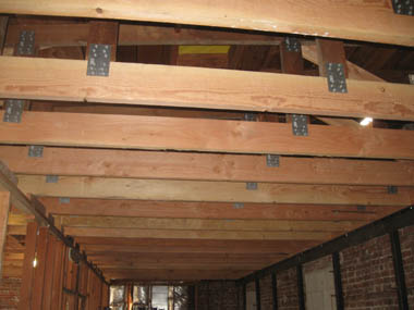 Repaired roof trusses.